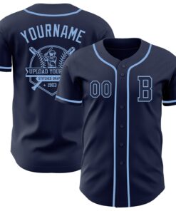 Custom Navy Light Blue Authentic Baseball Jersey
