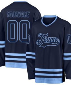 Custom Navy Light Blue Hockey Jersey