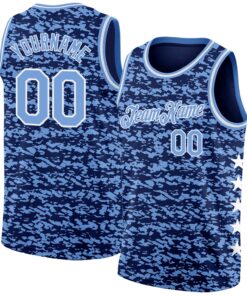 Custom Navy Light Blue-White Authentic City Edition Basketball Jersey
