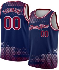 Custom Navy Maroon-White Triangle Shapes Authentic City Edition Basketball Jersey