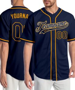 Custom Navy Navy-Gold Authentic Baseball Jersey