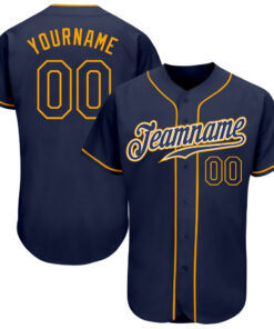Custom Navy Navy-Gold Authentic Baseball Jersey