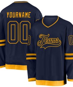 Custom Navy Navy-Gold Hockey Jersey