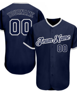 Custom Navy Navy-Gray Authentic Baseball Jersey