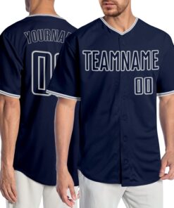 Custom Navy Navy-Gray Authentic Baseball Jersey