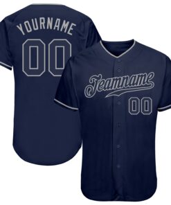 Custom Navy Navy-Gray Authentic Baseball Jersey