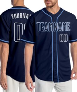Custom Navy Navy-Light Blue Authentic Baseball Jersey