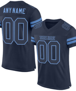 Custom Navy Navy-Light Blue Mesh Authentic Football Jersey