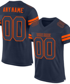 Custom Navy Navy-Orange Mesh Authentic Football Jersey