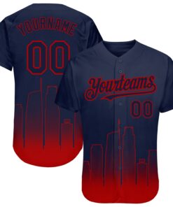 Custom Navy Navy-Red 3D Los Angeles City Edition Fade Fashion Authentic Baseball Jersey