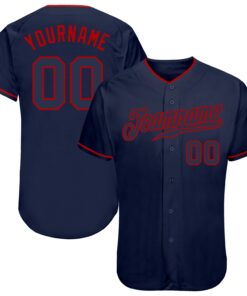 Custom Navy Navy-Red Authentic Baseball Jersey
