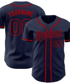 Custom Navy Navy-Red Authentic Baseball Jersey