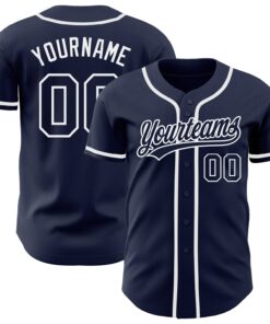 Custom Navy Navy-White Authentic Baseball Jersey