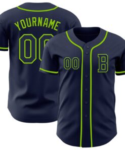 Custom Navy Neon Green Authentic Baseball Jersey