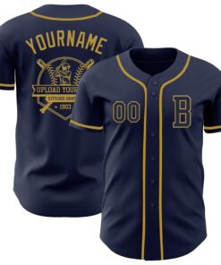 Custom Navy Old Gold Authentic Baseball Jersey