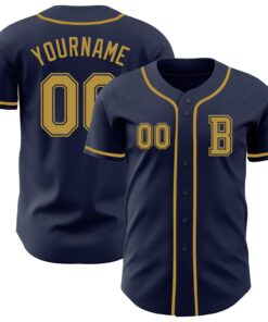 Custom Navy Old Gold Authentic Baseball Jersey