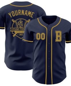Custom Navy Old Gold Authentic Baseball Jersey