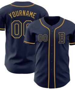 Custom Navy Old Gold Authentic Baseball Jersey