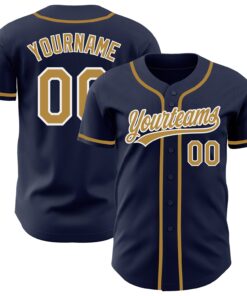 Custom Navy Old Gold-White Authentic Baseball Jersey