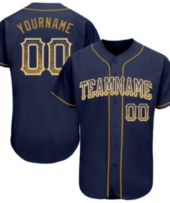 Custom Navy Old Gold-White Authentic Drift Fashion Baseball Jersey