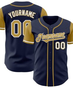 Custom Navy Old Gold-White Authentic Two Tone Baseball Jersey