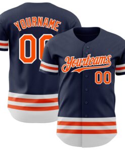 Custom Navy Orange-White Line Authentic Baseball Jersey