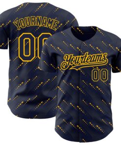 Custom Navy Red 3D Pattern Design Slant Lines Authentic Baseball Jersey