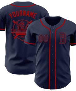 Custom Navy Red Authentic Baseball Jersey