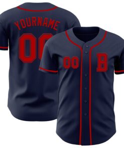 Custom Navy Red Authentic Baseball Jersey