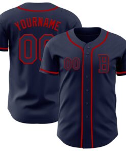 Custom Navy Red Authentic Baseball Jersey