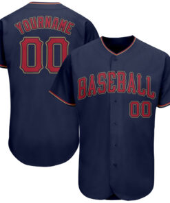 Custom Navy Red-Old Gold Authentic Baseball Jersey