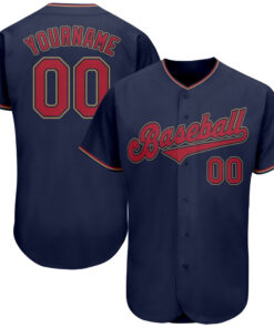 Custom Navy Red-Old Gold Authentic Baseball Jersey