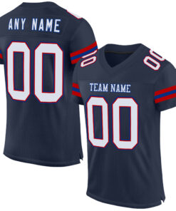 Custom Navy Red-Royal Mesh Authentic Football Jersey