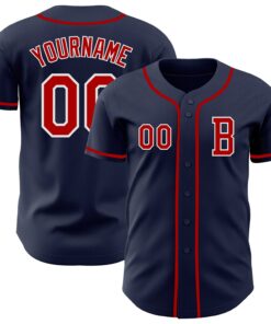 Custom Navy Red-White Authentic Baseball Jersey