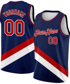 Custom Navy Red-White Modern Authentic City Edition Basketball Jersey