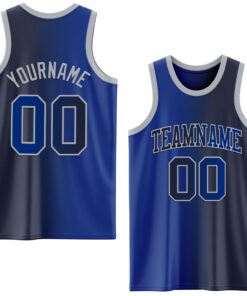 Custom Navy Royal-Gray Authentic Gradient Fashion Basketball Jersey