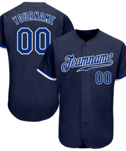 Custom Navy Royal-White Authentic Baseball Jersey