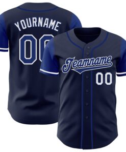 Custom Navy Royal-White Authentic Two Tone Baseball Jersey