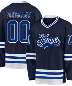 Custom Navy Royal-White Hockey Jersey