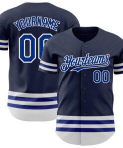Custom Navy Royal-White Line Authentic Baseball Jersey
