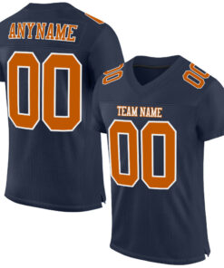 Custom Navy Texas Orange-White Mesh Authentic Football Jersey