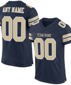 Custom Navy Vegas Gold-White Mesh Authentic Football Jersey