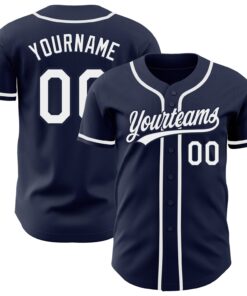 Custom Navy White Authentic Baseball Jersey