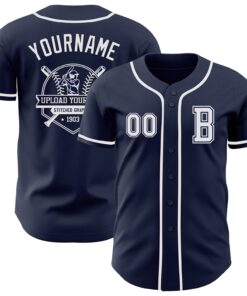 Custom Navy White Authentic Baseball Jersey