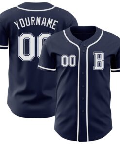 Custom Navy White Authentic Baseball Jersey