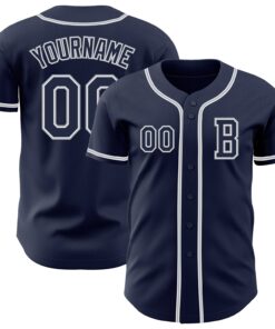 Custom Navy White-Gray Authentic Baseball Jersey