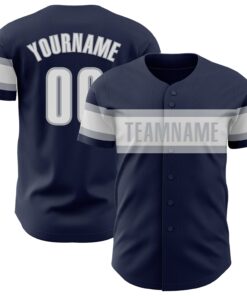 Custom Navy White-Gray Authentic Baseball Jersey