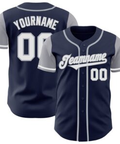 Custom Navy White-Gray Authentic Two Tone Baseball Jersey