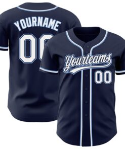 Custom Navy White-Light Blue Authentic Baseball Jersey