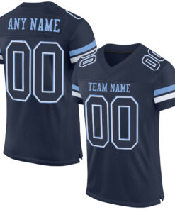 Custom Navy White-Light Blue Mesh Authentic Football Jersey